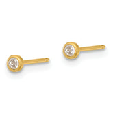 Inverness Stainless Steel 24K GP Crystal Bezel Post Earrings